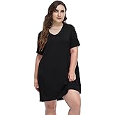 MissNina Women's Plus Size Nightgowns Soft Plus Size Sleep Shirt Night Shirt Sleep Dress V Neck Modal Sleepwear