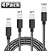 Deepcomp iPhone Charger, 4 Pack(1M 2M 2M 3M) Lightning Charging Cable, Multi Safety Defense, Nylon Braided, Ultra Durable, for iPhone X/8/8 Plus/7/7 Plus/6/6 Plus/SE/5s/5c/5,iPad/iPod(Black)