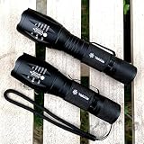 2 Pack Super Bright Led Flashlights with Belt Clip, High Lumens Flashlight with Zoomable Focus, 3 Modes, IPX6 Waterproof. Flash Light Built to Last. Great Gift for Camping, Hiking & Home USE