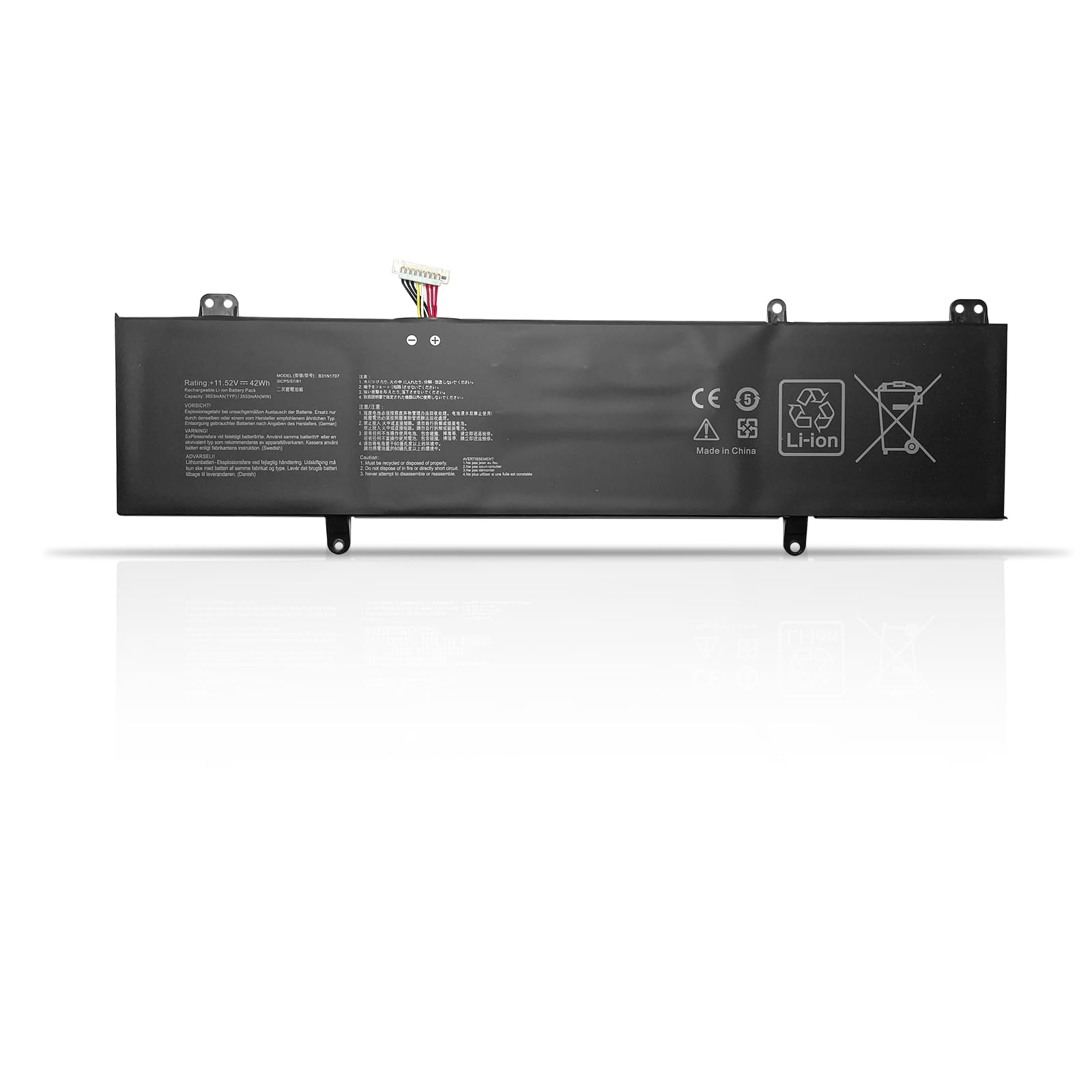 B31N1707 B31N1707-1 3ICP5/57/81 Laptop Battery Replacement for Asus VivoBook S14 S410UQ S41OUN S4100VN8550U S4200U S4100V X411UA X411UA-1A X411UF-BV070T X411UN Series(11.52V 42Wh)