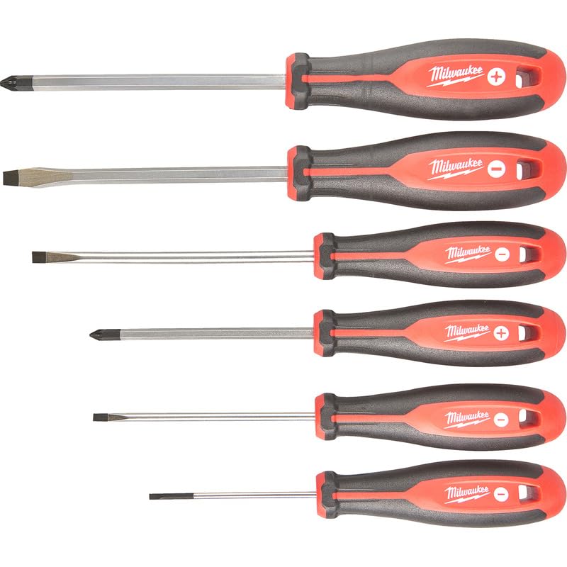 Milwaukee Series of 6 Magnetic Screwdrivers tip 4932471806, Black-red