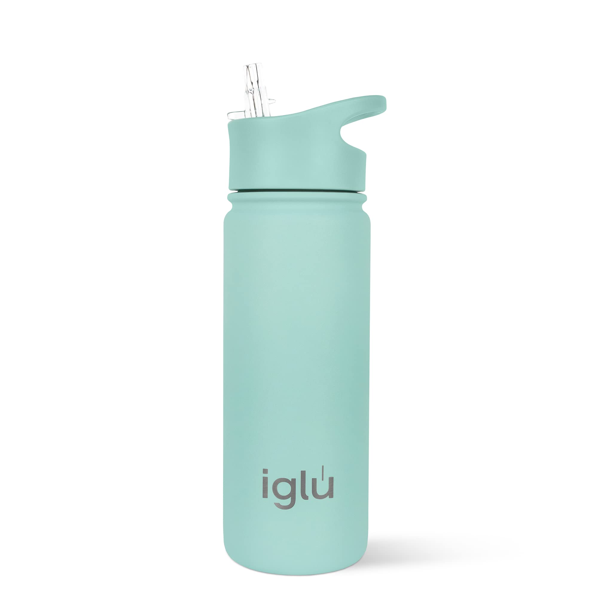 iglu Water Bottle with Straw 570ml — Insulated Stainless Steel, 24hr Cold & 12hr Hot — Leakproof, BPA-Free, Sweatproof — UK Family Brand (570ml, Ocean Teal)