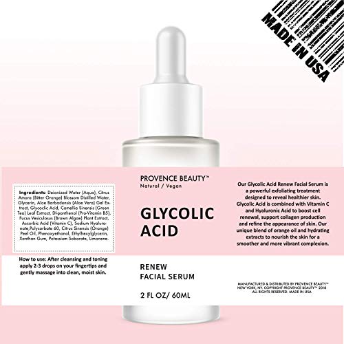 Rejuvenating Glycolic Acid Face Serum Hyaluronic Acid, Vitamin C and