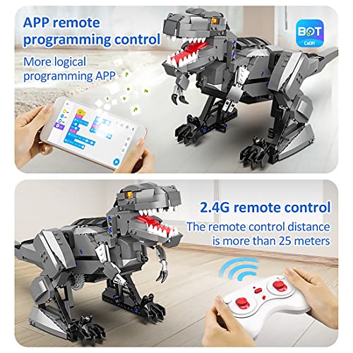 Remote Control T.Rex Building Blocks Kit,with App Programming Controlled Dinosaur Walk,for 6
