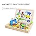 Siwo Wooden Magnetic Puzzles, Cartoon Animals Design Magnetic Art Easel for Education Learning Toys