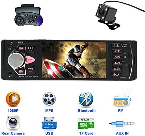 CARED 4.1 Inch Car stereo MP5 player/universal Single Din with bluetooth Car Headunit radio audio receiver /Rear View Camera/MP3/USB/SD/AUX in/DVR input/wireless Remote