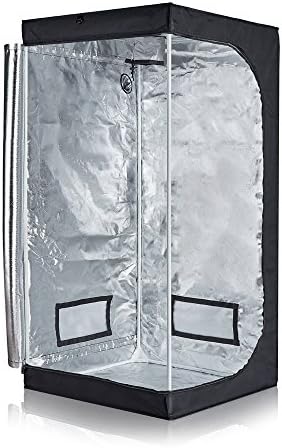 PrimeGarden 32''x32''x63'' Hydroponics 600D Mylar Grow Tent Room w/Removable Floor Tray for Indoor Plant Growing (32''x32''x63'')