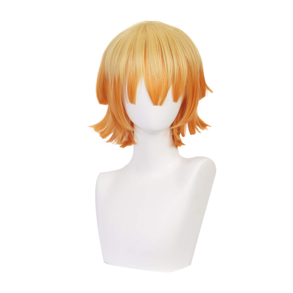 MUZIWIG Anime Cosplay Wig for Demon Slayer Agatsuma Zenitsu Kimetsu no Yaiba Costume Accessories Synthetic Hair with Free Wig Cap