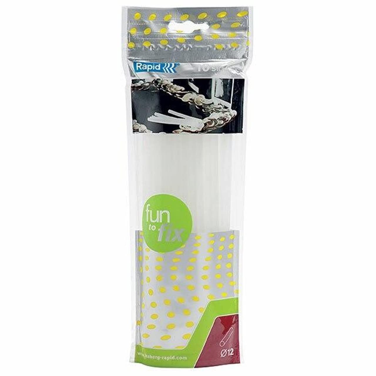 Rapid 23499500 190mm 12mm 250g Fun to Fix Multi-Purpose Transparent Glue Sticks (Bag of 10)