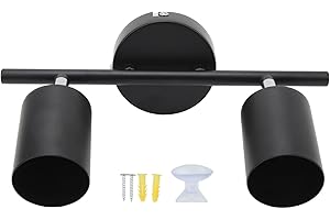 Track Lighting Fixtures Ceiling, 2-Light LED Track Lighting Kit with GU10 Bulb Base, 90 Degrees Rotatable, Suitable for Bedro