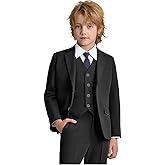 Boys Suits 6 Piece Slim Fit Kids Tuxedo Suit for Toddler Wedding Ring Bearer Outfit for Boy Jacket Vest Pants Shirts with Tie