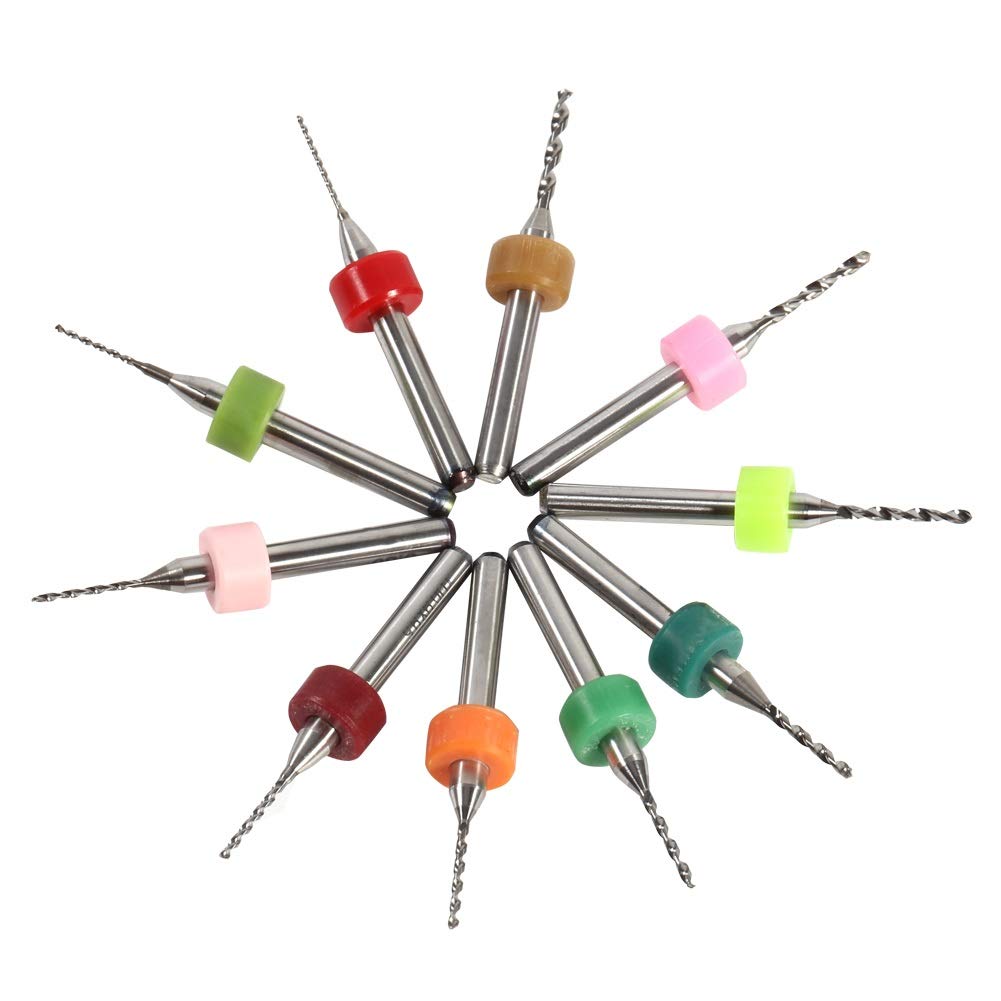 Jadeshay PCB Drill Bits,10pcs Micro Drill Bits Cemented Carbide Mini Hole Drill Bit 0.6mm to1.5mm,for CNC Engraving Print Circuit Board Jewelry Stone