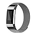 For Fitbit Charge 2 Bands, Charge 2 Milanese Loop Stainless Steel Metal Bracelet with Unique Magnet Clasp Replacement Bands for Fitbit Charge 2 Black Smalll