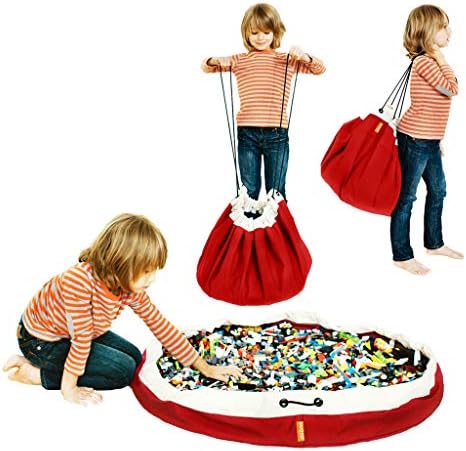 SWOOP Bag Super Toy Storage Bag + Play mat, RED (Nylon/Poly) - Ideal for Cleaning up Legos!