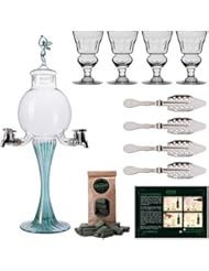 Absinthe Accessory Set Green Fairy | 1x Absinthe Fountain | 4x Absinthe Glasses | 4x Absinthe Spoons | 1x Absinthe Sugar Cubes - Drink Absinthe the traditional way!