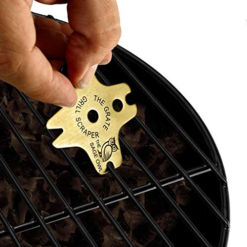 One Piece Brass Grill Cleaner - Bristleless Method to Clean Your Barbecue Grill Grates - The Grate Grill Scraper