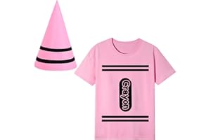 Clovilet 2 Pcs Halloween Crayon Costume Include Crayon Shirt and Cone Hats for Men Women Group Dress Up