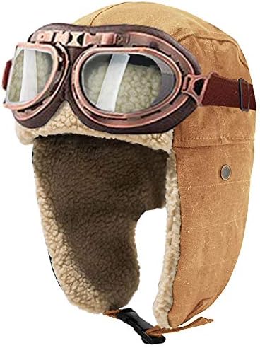 Peicees Vintage Aviator Hat and Goggles 
