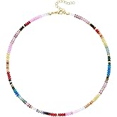 KELORIS PATH Beaded Necklace for Women, Colorful Gemstone Boho Bead Choker for Beach, Trendy Summer Natural Stone Jewelry Gifts