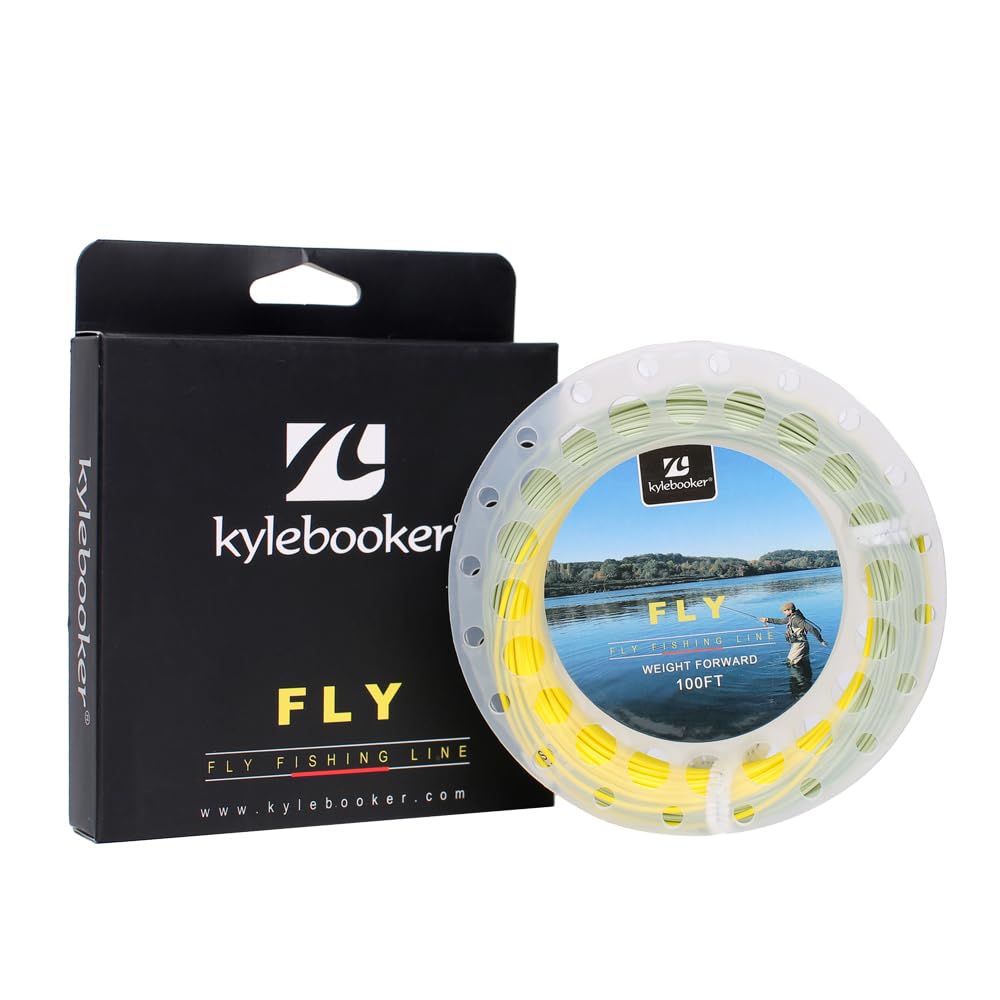 Fly Fishing Line with Welded Loop Floating Weight Forward Fly Lines 100FT (WF5F,MossGreen + Gold)