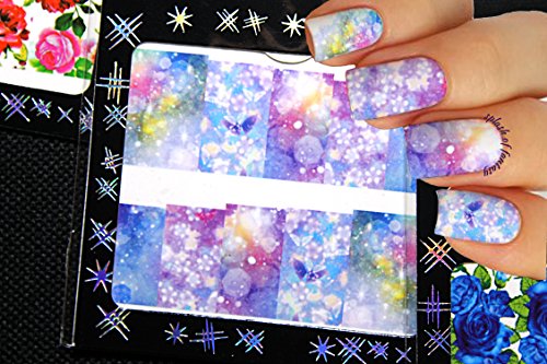 Nail Art Water Slide Tattoo Decals  Full-Cover  Abstract & Large Flowers, 10 - pack  /CVII/
