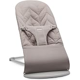 BabyBjörn Bouncer Bliss, Sand Gray, Woven, Petal Quilt | 2-in-1 Adjustable Baby Bouncer Seat and Toddler Chair, Newborn to To
