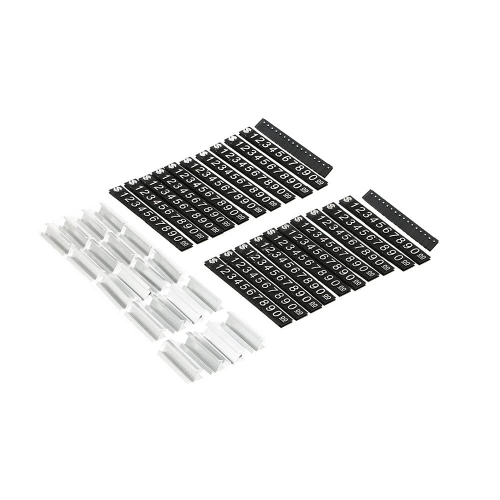 Photo 1 of Floratek 20 sets Price Display Counter Stand Tag Adjustable Number Letter Base Price Cube Display for Watch Ring Jewelry Dollar Pricing Label Stand Kit (Silver)