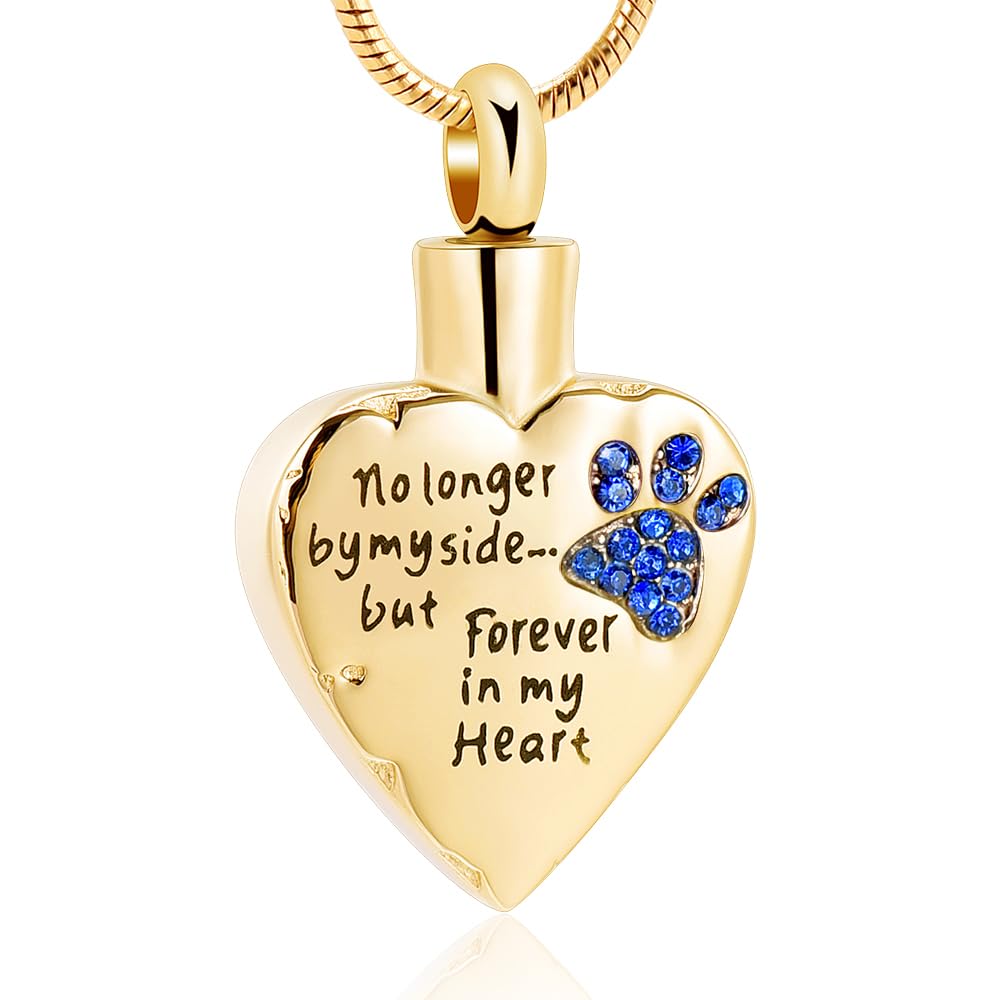 QGJNSGC Pet Cremation Jewellery Stainess Steel Heart Urn Necklace for Ashes Keepsake Ashes Necklace Dog Cat Paw Memorial Urn Pendant for Women Men