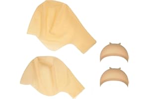 Homgaty 2 Pieces Bald Caps Costume Accessory Makeup Latex Bald Include 1 Big and 1 Small Head Wig Cap for Men Women（Extra Gift for 2 Light Brown Nylon Wig Caps Nets for Hair Management）