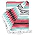 Open Road Goods Multi Color Mexican Falsa Blanket - Handwoven in Mexico - Great for The Beach, Picnics, Yoga, or a Throw! (Coral/Mint)