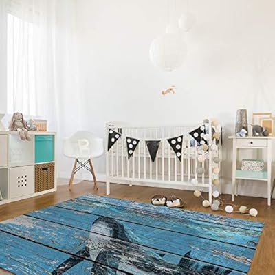 KITHOME Contemporary Non-Slip Area Rug Wood Grain Series Whale Printed Rugs Art Carnival Rubber Backing Living Room… 51dVGn4WAcL