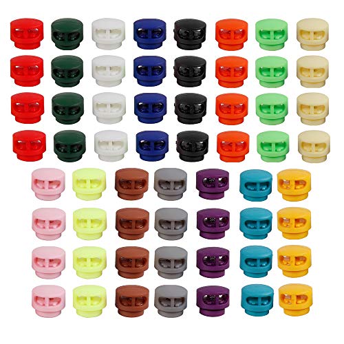 HUIHUIBAO 60 Pieces Plastic Double Hole Spring Cord Locks for Shoelace Replacement, Backpacks, Craft Supplies, 15 Colors - Thumbnail 7