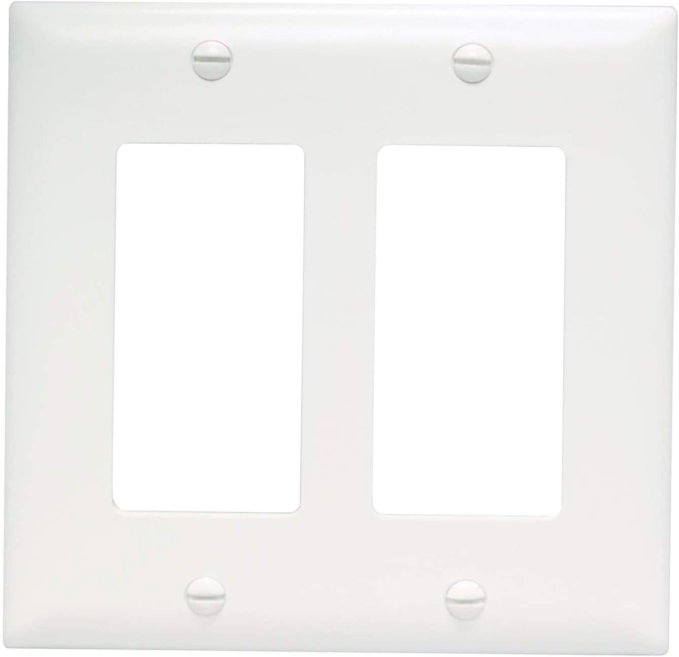 Legrand - Pass & Seymour TP262W Trade Master Wall Plate 2 Gang 2 Decorator, White, SMALL - Electrical Distribution Wall Plates - 