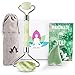Jade Roller For Face and Gua Sha - Facial Massage Stone Set - Real Jade 100% Natural Massager - Beauty Rollers for Skin Puffiness Wrinkles Anti Aging