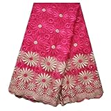 SanVera17 African Lace Fabric for Dresses 5 Yards Nigerian French Net Fabric (red) us-fabric-127-5