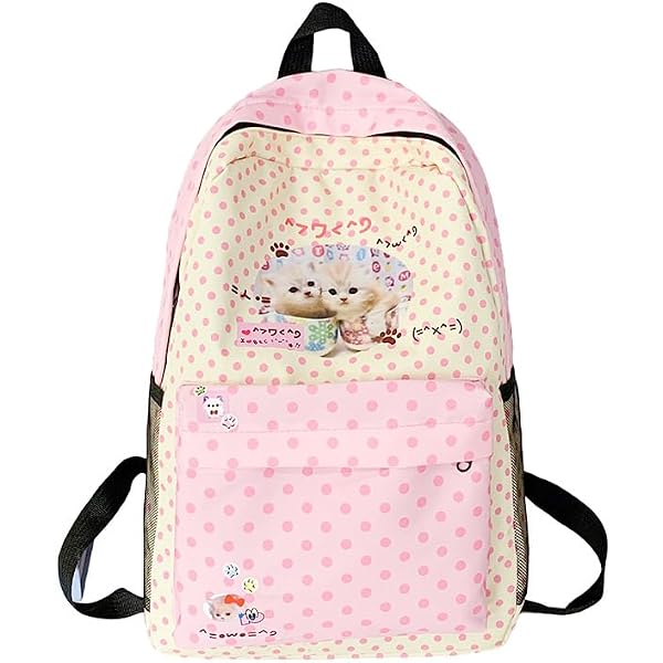 Amazon.com: Wayolyn Floral Print Backpack Kawaii Polka Dot  display picture 3
