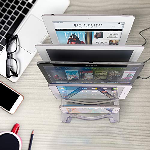 Prosumer's Choice Universal 5 Tablet and Smartphone Charging Organizer Rack Desktop Stand Holder - Clear - Thumbnail 5