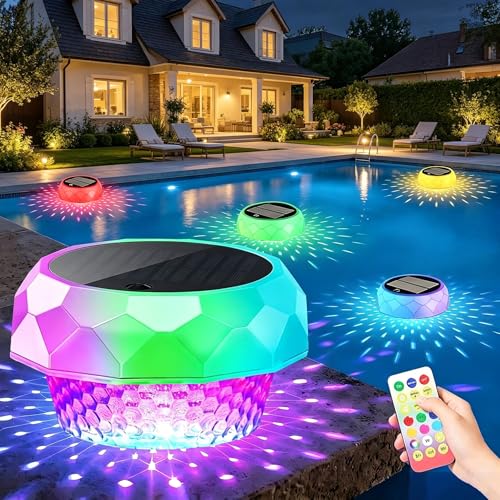 yowin Solar Floats with Remote Control, LED RGB IP68 Waterproof Light for Pool Above Ground Pool Colour Changing for Pond Garden Spa Hot Tub