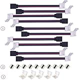 Kabenjee 10X SMD5050 RGB LED Strip Light 4 pin Quick Connector,RGB LED Tape Light Snap Down Connector-RGB LED 4 pin Strip to Power Adaptor with Solderlesss Clamps(10pcs/Pack)