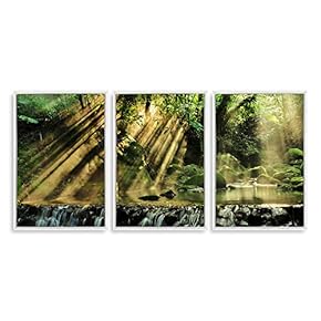 3 Piece Framed Canvas Wall Art for Living Room, Bedroom Waterfall in Deep Forest of Croatia Canvas Prints for Modern Home Decoration Ready to Hang - 16"x24"x3 Panels