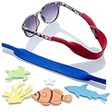 Baby Glasses and Sunglasses Strap 2pk | Active Kids with Bonus Stickers (Blue + Red)