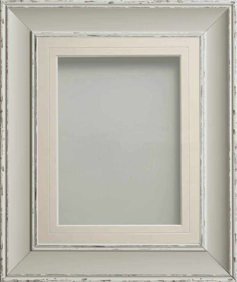 Frame Company Brooke Moonstone Grey Photo Frame, Ivory V-Groove Mount, A4 for 10x6 inch, fitted with perspex