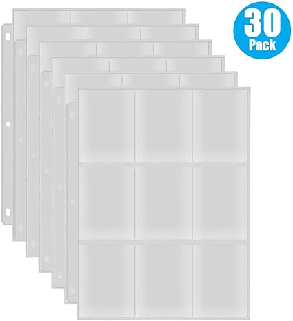 Rettacy Baseball Card Sleeves 9 Pockettransparent Trading Card Page Protectors 3 Ring Binder For Pokemon Trading Cardsbaseball Cardsbusiness