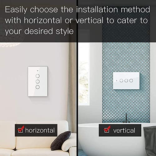 MOES Touch Wall Single Live Wire Smart Switch，No Neutral Wire Needed, 2