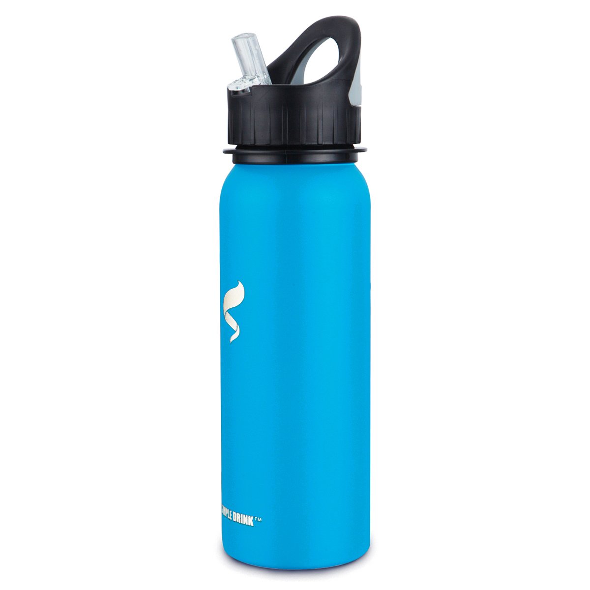Stainless Steel Water Bottle with Straw & No-Slip Rubber Grip - Wide Mouth, Best Travel Flask for Sports, Camping, Cycling and Yoga - BPA FREE, Laser Marking 25 oz