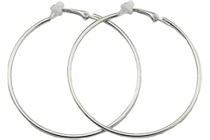 NEWZENRO Clip On Big Extra Large Fake Round Hoop Earrings for Women Non Pierced No Piercing Ear Fashion Simple Circle Huggie Hoops Jewelry Gifts