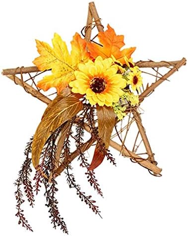 Kottiya Flower Wreath Sunflower Wreath Front Door Wreaths for Indoor Outdoor Fall Year Sunflowers Farmhouse Wall Decor - Pentagram