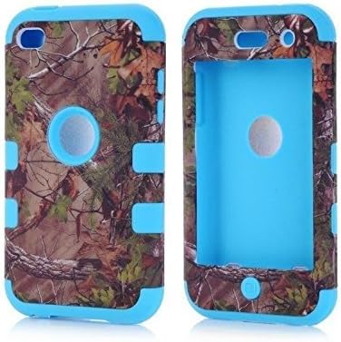 Kecko(TM) Defender Tough Armor Tree Camo Shockproof Dual Layer High Impact Camouflage Hunting Tree Forest Hybrid Hard Suitable Fit Case Cover For ipod Touch 4 4th Only--Forest/Tree/Leaves On The Core (Blue)