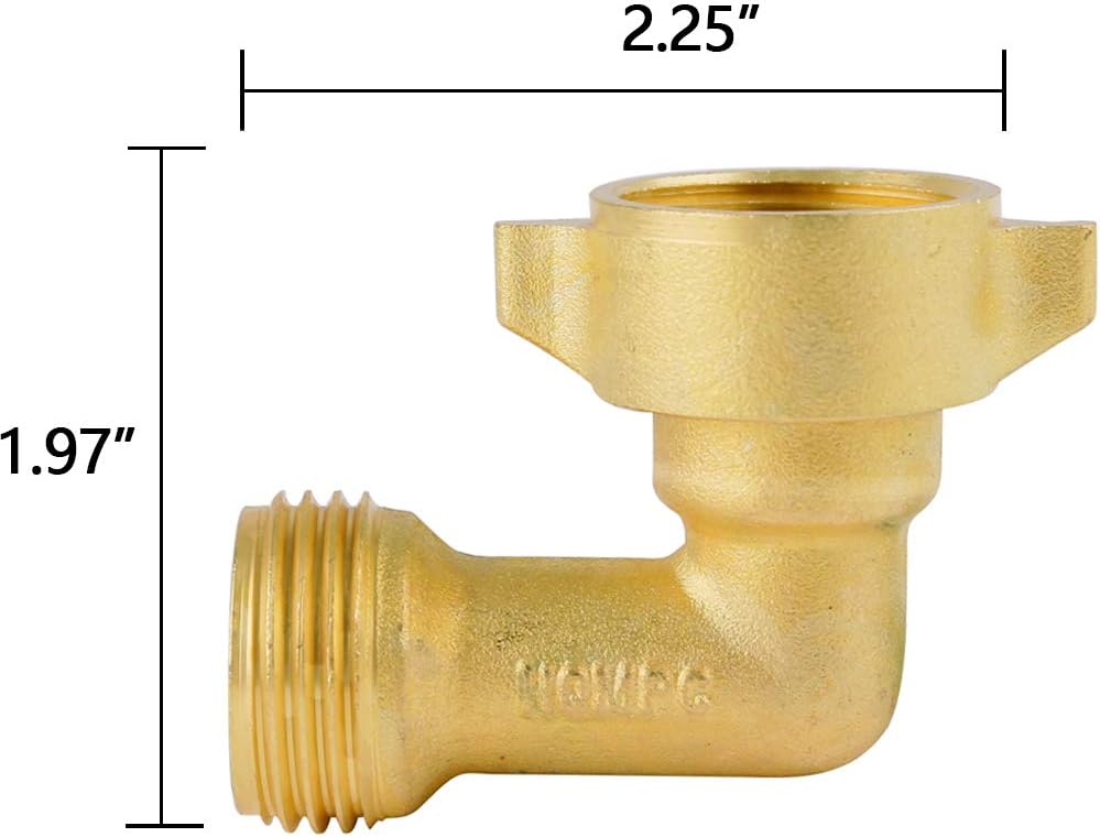 HQMPC Garden Hose Connector 90 Degree Brass Garden Hose Elbow Solid Brass Adapter (2Pcs)+ Extra 4 Pressure Washers : Garden & Outdoor