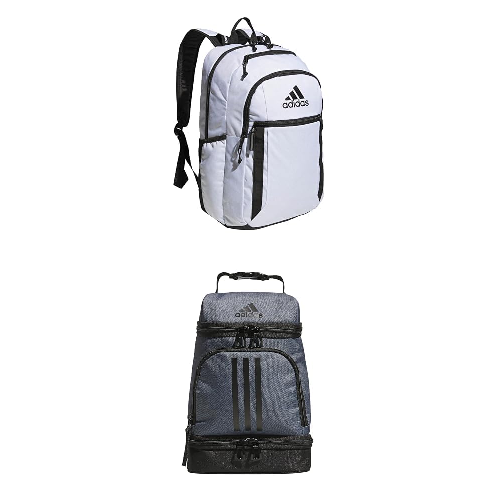 adidas Excel Backpack (34L) + Insulated Lunch Bag (6L), White/Black + Onix Grey/Black, OSFA Image